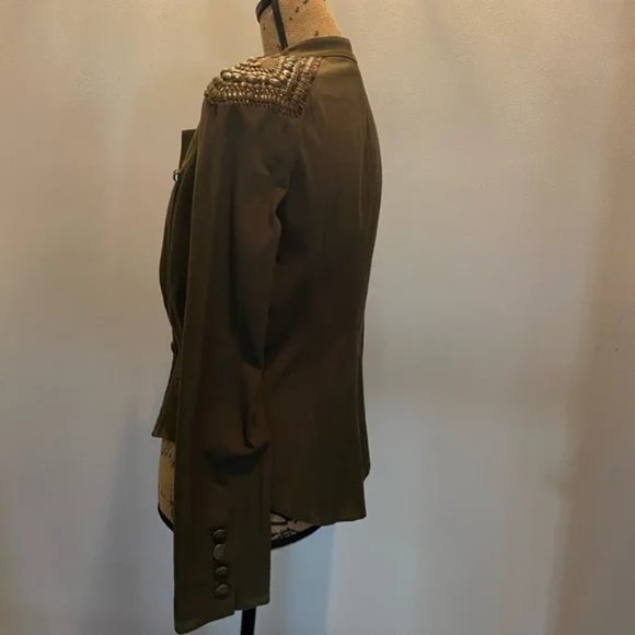 New LaROK Luxe corporal military embellished shoulder padded epaulette blazer